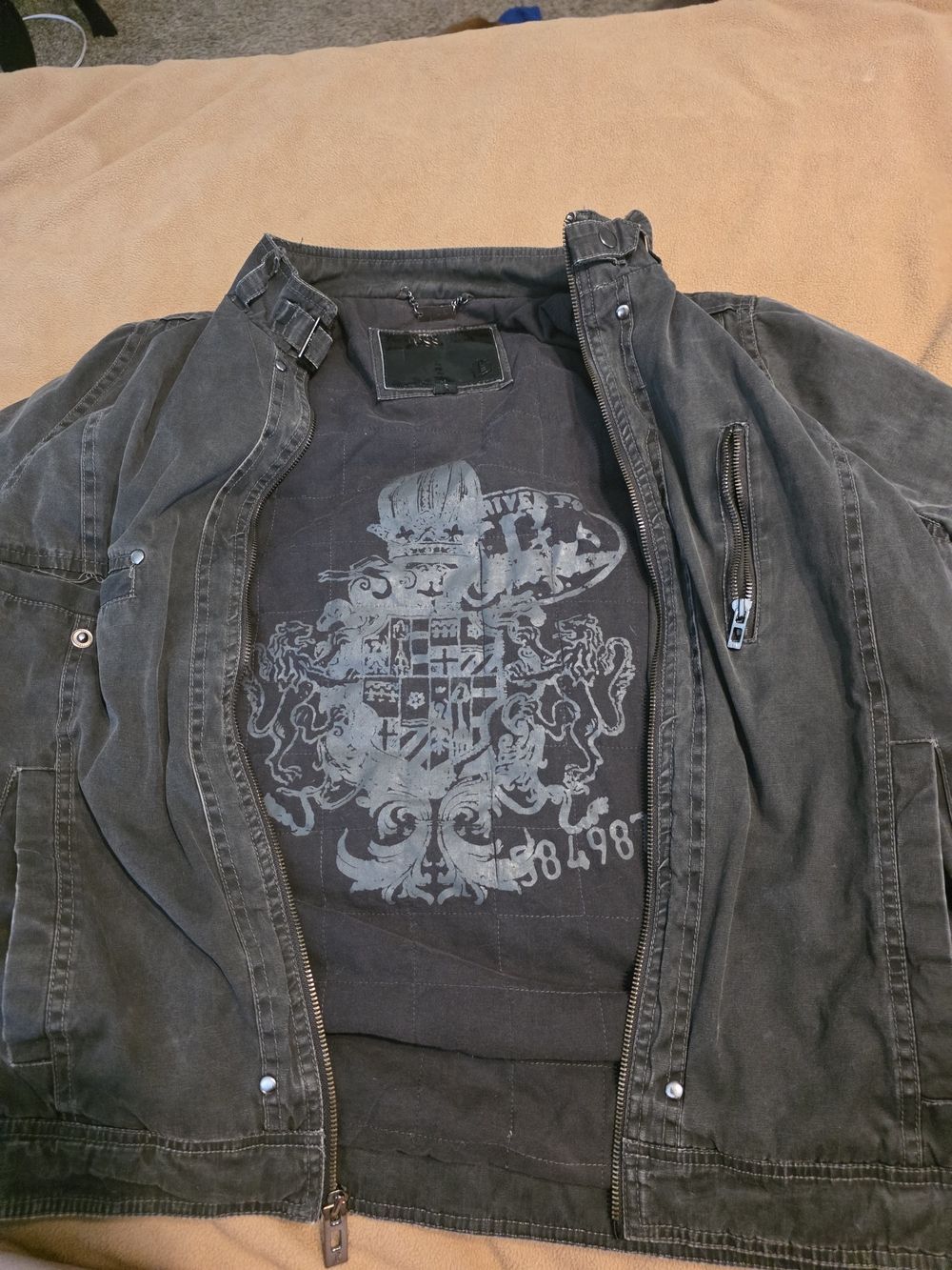 GUESS Black Moto Jacket Size Large